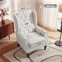 HOMCOM Button-Tufted Accent Chair with High Wingback, Rounded Cushioned Armrests and Thick Padded Seat, Cream White(m-3)