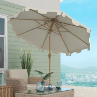 Outsunny 8.8' Patio Umbrella with Push Button Tilt and Crank, Cream White(m-2)