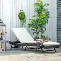 Outsunny Patio Chaise Lounge, Pool Chair with 5 Position Adjustable Backrest & Cushion, Outdoor PE Rattan Wicker Sun Tanning Seat, 78.75" x 24.75" x 35", Brown(m-7)