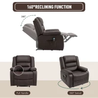 HOMCOM Vibrating Massage PU Leather Recliner Chair with Footrest, Remote Control, and 8 Massaging Points, Brown(m-5)