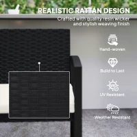 Outsunny 2 Seater Outdoor Bench, Rattan Garden Bench Loveseat with Cushion, Armrests, Steel Frame for Patio, Porch, Beige(m-5)