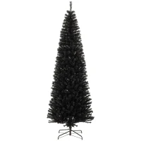 HOMCOM 8 FT Artificial Christmas Tree Pencil Xmas Tree with Stand, 1168 Tips, Holiday Home Indoor Decoration for Party, Black(m-11)