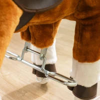 Qaba Ride on Horse, Plush Riding Pony for Ages 3-5, Walking Horse Animal with Wheels Neighing for Active Play, Brown(m-8)