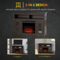 HOMCOM Electric Fireplace TV Stand for 50", Media Console Center Cabinet with 2 Shelves and 2 Cabinets with Adjustable Shelves for Corner, Dark Brown(m-5)
