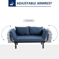 HOMCOM Single Person Chaise Lounger, Modern Sofa Bed with 5 Adjustable Positions, 2 Large Pillows, and Birch Legs, Blue(m-7)