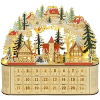 HOMCOM Christmas Advent Calendar, Countdown to Christmas Table Decoration with 24 Drawers, Lights, Battery Operated(m-11)