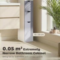 HOMCOM 54" Tall Bathroom Storage Cabinet, Freestanding Linen Tower with 2-Tier Shelf and Drawers, Narrow Side Floor Organizer, White(m-4)