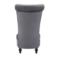 HOMCOM Retro High Back Armless Accent Chair, Fabric Upholstered Tufted Chair for Living Room, Dining Room and Bedroom, Gray(m-10)