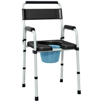 HOMCOM Bedside Commode Chair for Seniors, Adults, Handicap, Raised Toilet Seat with Arm, Adjustable Height, 331 lbs, Black(m-1)