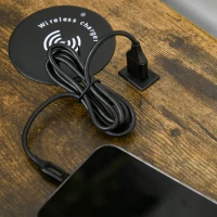 HOMCOM End Table with Wireless Charging Station, 2 USB Ports, Rustic Brown(m-9)