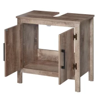 kleankin Pedestal Sink Storage Cabinet, Rustic Under Sink Cabinet, Bathroom Vanity Cabinet with Double Door Space Saver Organizer, Barnwood(m-11)
