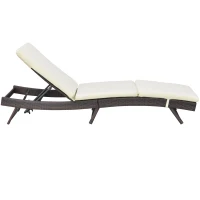 Outsunny Patio Chaise Lounge, Pool Chair with 5 Position Adjustable Backrest & Cushion, Outdoor PE Rattan Wicker Sun Tanning Seat, 78.75" x 24.75" x 35", Brown(m-11)