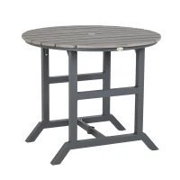 Outsunny Aluminum Frame Round Patio Table with Umbrella Hole, Outdoor Dining Table for 4 People, Dark Gray(m-11)