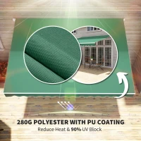 Outsunny 12' x 10' Retractable Awning Patio Awnings Sun Shade Shelter with Manual Crank Handle, 280g/m² UV & Water-Resistant Fabric and Aluminum Frame for Deck, Balcony, Yard, Green(m-5)