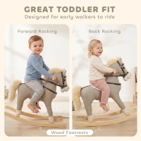 Qaba Rocking Horse, Back and Forth Rocking, Ride on Horse Toy with Sound Effects, for 12-36 Months Toddlers, Gray(m-6)