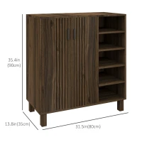 HOMCOM Shoe Storage with Double Doors and Open Shelves 17 Pair Shoe Storage Organizer for Entryway Hallway Walnut(m-3)