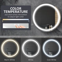 kleankin 24-Inch Lighted Bathroom Mirror for Wall, Dimmable LED Mirror with Memory Function, Round Mirror for Wall Decor(m-6)