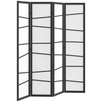 HOMCOM 5.6ft Folding Room Divider, 4 Panel Wall Partition with Wood Frame for Bedroom, Home Office, White(m-9)