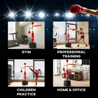 Soozier 4-in-1 Boxing Punching Bag Stand with 2 Speedballs, 360° Relax Bar, & PU-Wrapped Bag & Adjustable Height, Red(m-7)