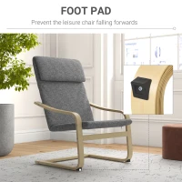 HOMCOM Modern Accent Chair, Linen-Feel Upholstered Living Room Chair with Wood Curved Legs for Balcony, Dark Grey(m-7)