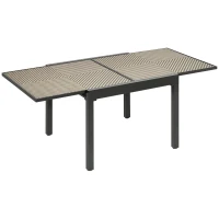 Outsunny Extendable Rattan Dining Table, Patio Retractable Table, Aluminum Frame, 35.4"/70.9" x 35.4", Mixed Brown(m-9)