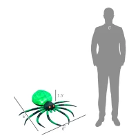 HOMCOM 6' Halloween LED Yard Decor Crawling Spider, Blow Up Inflatable Outdoor Decoration for Garden, Waterproof(m-3)
