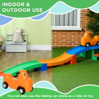 Qaba 9.8 ft Up and Down Roller Coaster for Kids, Thrill 4 Pieces Toddler Roller Coaster Ride on Toy with Side Steps, Sliding Car with Handles, for 2-5 Years Old(m-6)