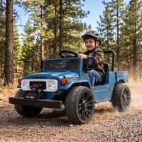 Qaba Licensed Toyota Pickup Ride on Truck, 24V Kids Electric Car with Dual Motors, Up to 3.7MPH for Kids 3-8 Years Blue(m-9)