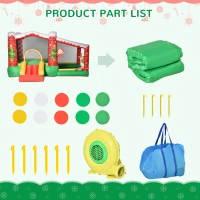 Outsunny 3-in-1 Kids Inflatable Bounce House Christmas Jumping Castle with Christmas Tree Pattern, Includes Trampoline, Pool, Slide, Carry Bag, Repair Patches and Air Blower(m-13)