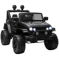 Aosom 12V Battery Powered Kids Ride On Car Off Road Truck Toy w/ Parent Remote, Black(m-1)