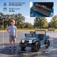 Qaba Licensed Toyota Pickup Ride on Truck, 24V Kids Electric Car with Dual Motors, Up to 3.7MPH for Kids 3-8 Years Blue(m-3)
