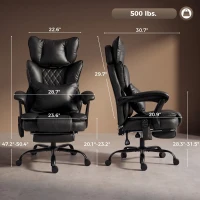 HOMCOM High Back Vibration Massage Office Chair, Heated Reclining PU Leather Computer Chair with Headrest, Black(m-3)