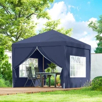 Outsunny 10'x10' Outdoor Pop Up Party Tent Wedding Gazebo Canopy with Carrying Bag (Blue)(m-8)
