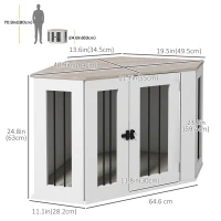 PawHut Dog Crate Furniture with Cushion, 41 Inch Corner Design Dog Crate End Table for Medium Dogs, Multi Colour(m-3)
