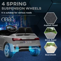 Qaba Audi Q8 e-tron Sportback Licensed 12V Battery Powered Kids Electric Car w/ Spring Suspension, Soft Start, Gray(m-8)