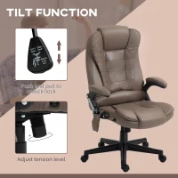 Vinsetto 6 Point Vibrating Massage Office Chair with Heat, Microfiber Massage Desk Chair with Reclining Backrest, Dark Brown(m-6)