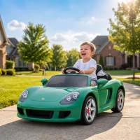 Qaba 12V Kids Ride On Car, Licensed Porsche Carrera GT with Remote, Rear Suspension, Smooth Start for Ages 3-6, Green(m-2)