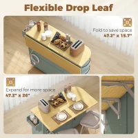 HOMCOM 53" Kitchen Island with Power Outlet and Drop Leaf, Kitchen Cart on Wheels with 360° Rotating Rack, Sage Green(m-5)