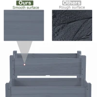 Outsunny 34"x34"x28" Raised Garden Bed 2-Tier Wooden Planter Box for Backyard, Patio to Grow Vegetables, Herbs and Flowers, Gray(m-5)