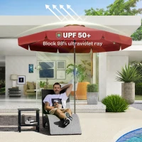 Outsunny 8.5 ft Outdoor Market Table Umbrella, Round Patio Umbrella with Tilt and Crank for Garden, Backyard, Deck, Wine Red(m-4)