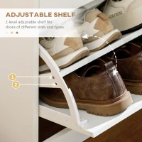 HOMCOM Narrow Shoe Storage with 2 Flip Drawers and Adjustable Shelves Shoe Cabinet Organizer for 12 Pairs of Shoes, White(m-5)