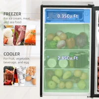 HOMCOM 3.2 Cu.Ft Mini Fridge with Freezer, Compact Refrigerator with Adjustable Thermostat, Shelf and Single Reversible Door for Bedroom, Dorm, Home Office, Energy Efficient, Black(m-4)