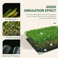 Outsunny 13' x 3.3' Synthetic Artificial Grass Turf Realistic Fake Thick Grass with UV Protection & Drain Holes, Outdoor Easy to Clean Lawn Pet Turf with High Density, 1.6'' Height(m-6)