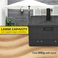 Outsunny 3-in-1 Outdoor Umbrella Base, Coffee End Table, Flower Box Planter, 175lbs Capacity Patio Umbrella Stand Table with Wheels and Handles, Black(m-6)