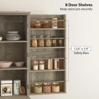 HOMCOM Farmhouse Kitchen Pantry, 72" Tall Pantry Cabinet with 4 Barn Doors, 4 Adjustable Shelves and 8 Door Shelves, Gray Wash(m-5)