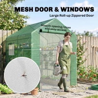 Outsunny 8' x 6' x 7' Temporary Greenhouse for Growing Flowers with Mesh Door & Windows Green(m-5)