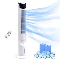 HOMCOM 42'' Evaporative Air Cooler, Ice Cooling Fan with 3 Speeds, 4 Modes, 12 Hour Timer, LED Display and Remote Control for Bedroom, Office or Living Room, White(m-1)