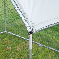PawHut Large Chicken Coop Metal Chicken Run with Waterproof and Anti-UV Cover, Flat Shaped Walk-in Fence Cage Hen House for Outdoor and Yard Farm Use, 1.3" Tube Diameter, 9' x 6' x 6.5'(m-9)