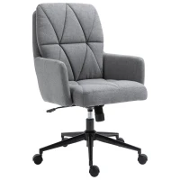 Vinsetto Office Chair Swivel Upholstered Task Chair with Double Thick Padded Backrest, Adjustable Height, Soft Cushioned Seat and 5 Wheels, Grey(m-18)