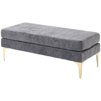 HOMCOM Upholstered Bench, 48" End of Bed Bench, Entryway Bench with Double Layer Seat Cushions and Steel Legs for Bedroom, Dark Grey(m-11)